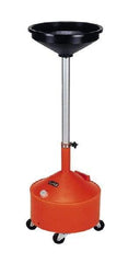 Made in USA - 8 Gal Oil Drain Container with Casters - Orange - Americas Industrial Supply