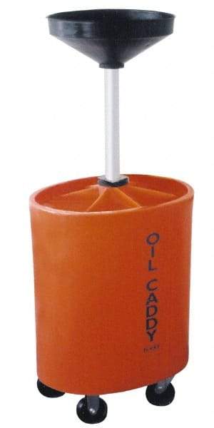 Made in USA - 30 Gal Oil Lift Drain Container with Casters - Orange, Drain Tub - Americas Industrial Supply