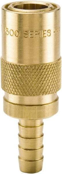 Parker - Nonthreaded Brass Hydraulic Hose Hose Barb Coupler & Straight Fitting - 200 psi, 3 GPM, 3/8" Hose Diam, Series Moldmate - Americas Industrial Supply