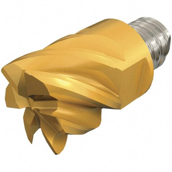 Iscar - MM EC Grade IC908 Carbide End Milling Tip Insert - TiAlN Finish, 6 Flutes, 3/8" Cutting Diam, 0.275" Depth of Cut, 0.512" Extension, 0.03" Cnr Rad, 30° Helix - Americas Industrial Supply