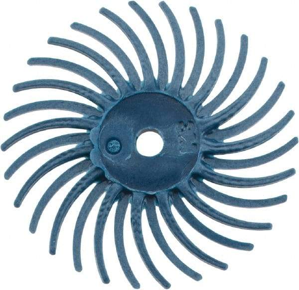 3M - 3/4" Diam, 1/16" Max Face Width, Shank Radial Bristle Brush - 400 Grit, Medium Grade, 35,000 Max RPM, Blue - Americas Industrial Supply