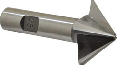Made in USA - 45° Taper Angle per Side, 1/8" Small End Diam, 3/4" LOC, High Speed Steel 4 Flute Tapered Square End Mill - 3" OAL, 5/8" Shank Diam, Spiral Flute - Americas Industrial Supply
