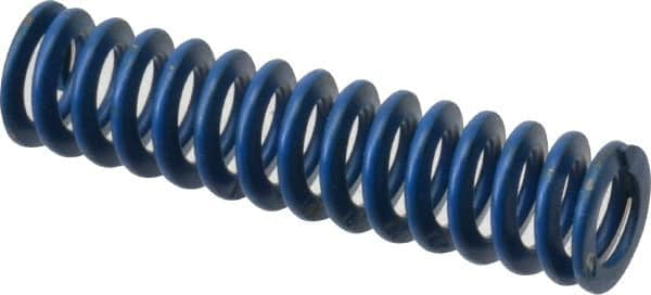 Associated Spring Raymond - 3/8" Hole Diam, 3/16" Rod Diam, 1-1/2" Free Length, Blue Die Spring - 30 Lb Max Deflection, 0.75" Max Deflection, Medium Duty, Chromium Alloy Steel - Americas Industrial Supply