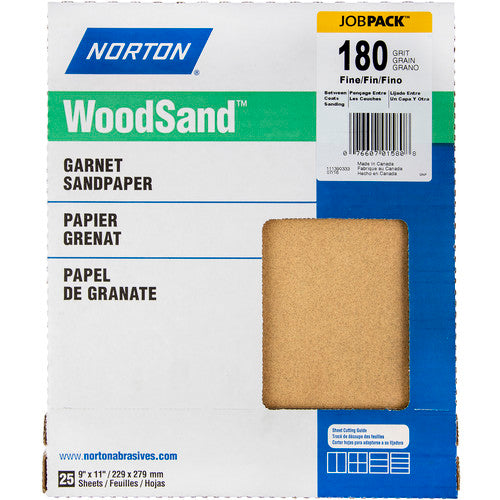 11″ × 9″ Woodsand A511 Paper Sheet 180 Grit Fine Garnet - Americas Industrial Supply
