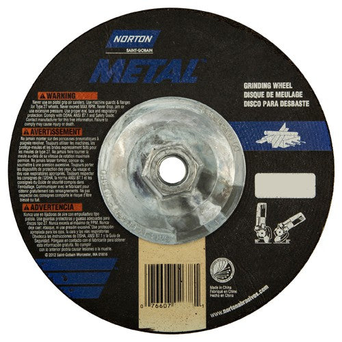 ‎7″ × 1/8″ × 5/8″-11 Norton Metal Non-Woven Depressed Center Wheel Type 27 Aluminum Oxide - Americas Industrial Supply