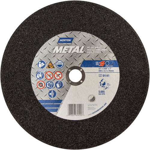 12″ × 7/64″ × 1″ Metal Chopsaw Cut-Off Wheel Type 01 Straight 36 Grit Aluminum Oxide - Americas Industrial Supply