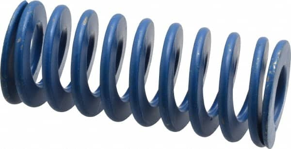 Associated Spring Raymond - 1-1/4" Hole Diam, 5/8" Rod Diam, 3" Free Length, Blue Die Spring - 360 Lb Max Deflection, 1.5" Max Deflection, Medium Duty, Chromium Alloy Steel - Americas Industrial Supply