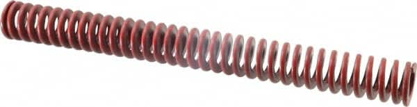 Associated Spring Raymond - 1-1/4" Hole Diam, 5/8" Rod Diam, 12" Free Length, Red Die Spring - 550.6 Lb Max Deflection, 4.44" Max Deflection, Medium Heavy Duty, Chromium Alloy Steel - Americas Industrial Supply