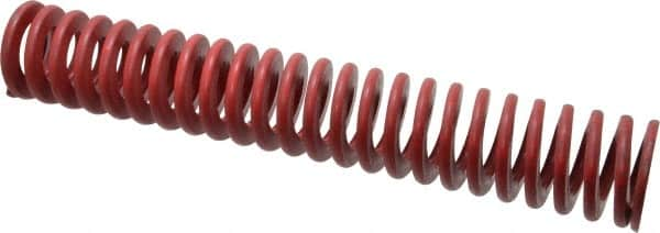 Associated Spring Raymond - 2" Hole Diam, 1" Rod Diam, 12" Free Length, Red Die Spring - 994.6 Lb Max Deflection, 4.44" Max Deflection, Medium Heavy Duty, Chromium Alloy Steel - Americas Industrial Supply