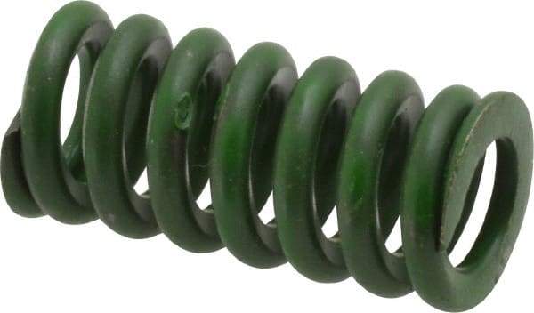 Associated Spring Raymond - 1/2" Hole Diam, 9/32" Rod Diam, 1" Free Length, Green Die Spring - 80 Lb Max Deflection, 0.25" Max Deflection, Extra Heavy Duty, Chromium Alloy Steel - Americas Industrial Supply