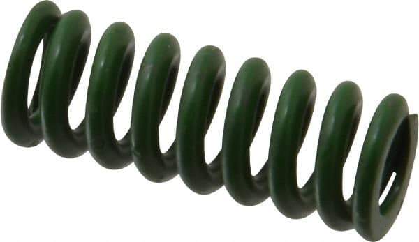 Associated Spring Raymond - 1/2" Hole Diam, 9/32" Rod Diam, 1-1/4" Free Length, Green Die Spring - 75 Lb Max Deflection, 0.31" Max Deflection, Extra Heavy Duty, Chromium Alloy Steel - Americas Industrial Supply