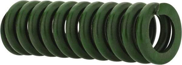 Associated Spring Raymond - 1/2" Hole Diam, 9/32" Rod Diam, 1-1/2" Free Length, Green Die Spring - 75 Lb Max Deflection, 0.38" Max Deflection, Extra Heavy Duty, Chromium Alloy Steel - Americas Industrial Supply