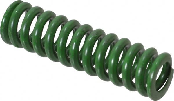 Associated Spring Raymond - 1/2" Hole Diam, 9/32" Rod Diam, 1-3/4" Free Length, Green Die Spring - 74.4 Lb Max Deflection, 0.44" Max Deflection, Extra Heavy Duty, Chromium Alloy Steel - Americas Industrial Supply