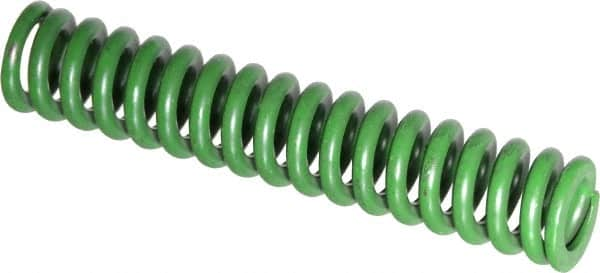 Associated Spring Raymond - 1/2" Hole Diam, 9/32" Rod Diam, 2-1/2" Free Length, Green Die Spring - 71.9 Lb Max Deflection, 0.63" Max Deflection, Extra Heavy Duty, Chromium Alloy Steel - Americas Industrial Supply