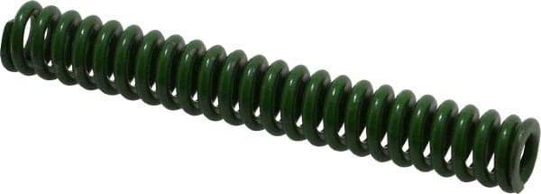 Associated Spring Raymond - 1/2" Hole Diam, 9/32" Rod Diam, 3-1/2" Free Length, Green Die Spring - 70 Lb Max Deflection, 0.88" Max Deflection, Extra Heavy Duty, Chromium Alloy Steel - Americas Industrial Supply