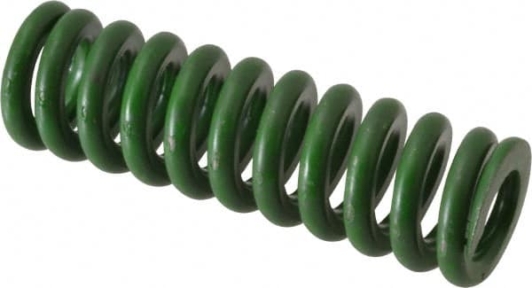 Associated Spring Raymond - 5/8" Hole Diam, 11/32" Rod Diam, 2" Free Length, Green Die Spring - 145 Lb Max Deflection, 0.5" Max Deflection, Extra Heavy Duty, Chromium Alloy Steel - Americas Industrial Supply