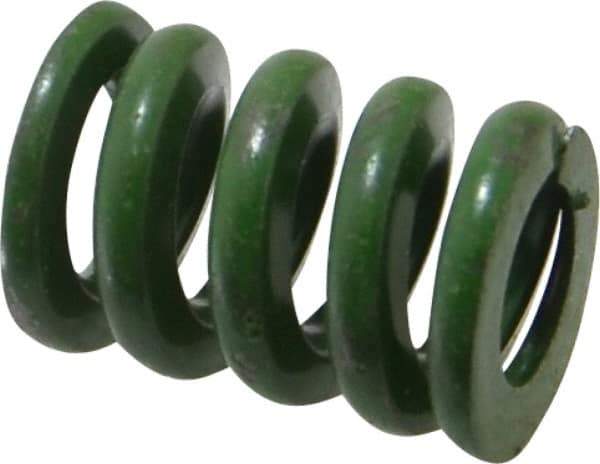 Associated Spring Raymond - 3/4" Hole Diam, 3/8" Rod Diam, 1" Free Length, Green Die Spring - 350 Lb Max Deflection, 0.25" Max Deflection, Extra Heavy Duty, Chromium Alloy Steel - Americas Industrial Supply