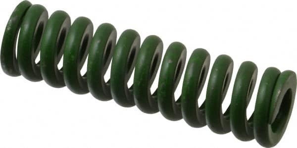 Associated Spring Raymond - 1" Hole Diam, 1/2" Rod Diam, 3-1/2" Free Length, Green Die Spring - 546 Lb Max Deflection, 0.88" Max Deflection, Extra Heavy Duty, Chromium Alloy Steel - Americas Industrial Supply