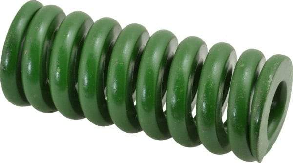 Associated Spring Raymond - 1-1/4" Hole Diam, 5/8" Rod Diam, 3" Free Length, Green Die Spring - 888 Lb Max Deflection, 0.75" Max Deflection, Extra Heavy Duty, Chromium Alloy Steel - Americas Industrial Supply