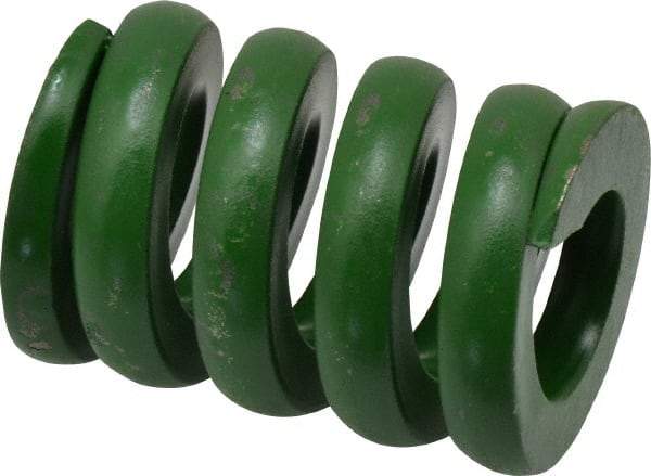 Associated Spring Raymond - 1-1/2" Hole Diam, 3/4" Rod Diam, 2" Free Length, Green Die Spring - 1880 Lb Max Deflection, 0.5" Max Deflection, Extra Heavy Duty, Chromium Alloy Steel - Americas Industrial Supply