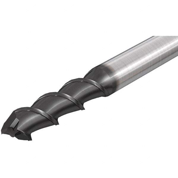 Iscar - 4mm, 11mm LOC, 4mm Shank Diam, 50mm OAL, 2 Flute, Solid Carbide Square End Mill - Single End, Uncoated, Spiral Flute, 55° Helix, Right Hand Cut, Right Hand Flute - Americas Industrial Supply