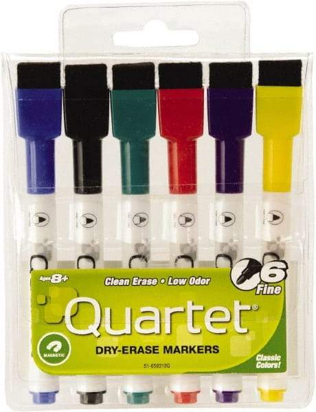 Quartet - Low-Odor ReWritables Fine Point, Classic, 6 Set Dry Erase Markers - For Use with Dry Erase Marker Boards - Americas Industrial Supply