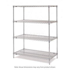 Wire Shelving: 4 Shelves 36″ Wide, 18″ Deep, 74″ High