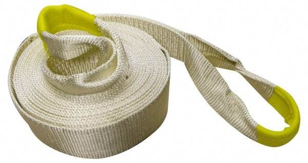 Erickson Manufacturing - 30' Long x 4" Wide, 35,000 Lb Basket Capacity, Polyester Web Sling - White, with Loop Ends - Americas Industrial Supply