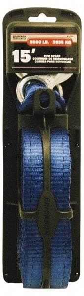 Erickson Manufacturing - 15' Long x 2" Wide, 8,500 Lb Basket Capacity, Polyester Web Sling - Blue, with Hook Ends - Americas Industrial Supply