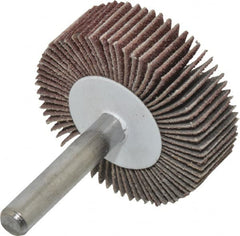 Value Collection - 1-1/2" Diam x 1/2" Face Width, Medium Aluminum Oxide Coated Mounted Flap Wheel - 1/4" Shank Mount, 80 Grit, 30,000 Max RPM - Americas Industrial Supply