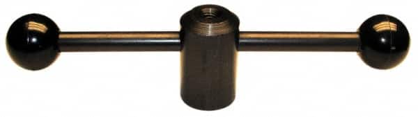 Morton Machine Works - 2 Straight Arms, 1/2-13" Hole, Black Oxide, Tapped Clamping Handle - 1/2" Arm Diam, 1-3/8" Hub Diam, 1-3/8" Ball Diam - Americas Industrial Supply