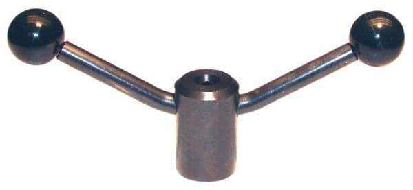 Morton Machine Works - 2 Offset Arms, Black Oxide, Blank Clamping Handle - 1/2" Arm Diam, 1-3/8" Hub Diam, 1-3/8" Ball Diam - Americas Industrial Supply