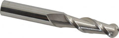 Accupro - 5/8" Diam, 2-1/8" LOC, 2 Flute Solid Carbide Ball End Mill - Uncoated, Single End, 4-5/8" OAL, 5/8" Shank Diam, Spiral Flute - Americas Industrial Supply