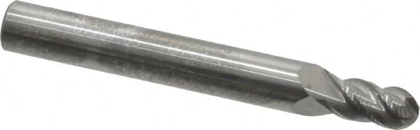 Accupro - 13/64" Diam, 3/8" LOC, 4 Flute Solid Carbide Ball End Mill - Uncoated, Single End, 2" OAL, 1/4" Shank Diam, Spiral Flute - Americas Industrial Supply