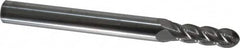 Accupro - 13/64" Diam, 5/8" LOC, 4 Flute Solid Carbide Ball End Mill - Uncoated, Single End, 2-1/2" OAL, 1/4" Shank Diam, Spiral Flute - Americas Industrial Supply