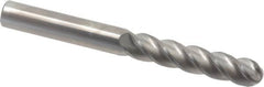 Accupro - 5/8" Diam, 3" LOC, 4 Flute Solid Carbide Ball End Mill - Uncoated, Single End, 6" OAL, 5/8" Shank Diam, Spiral Flute - Americas Industrial Supply