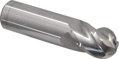 Accupro - 3/4" Diam, 1" LOC, 4 Flute Solid Carbide Ball End Mill - Uncoated, Single End, 3" OAL, 3/4" Shank Diam, Spiral Flute - Americas Industrial Supply