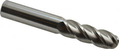 Accupro - 3/4" Diam, 2-1/4" LOC, 4 Flute Solid Carbide Ball End Mill - Uncoated, Single End, 5" OAL, 3/4" Shank Diam, Spiral Flute - Americas Industrial Supply