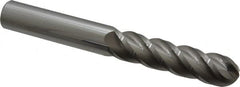 Accupro - 3/4" Diam, 3" LOC, 4 Flute Solid Carbide Ball End Mill - Uncoated, Single End, 6" OAL, 3/4" Shank Diam, Spiral Flute - Americas Industrial Supply