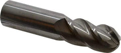 Accupro - 7/8" Diam, 1-3/4" LOC, 4 Flute Solid Carbide Ball End Mill - Uncoated, Single End, 4" OAL, 7/8" Shank Diam, Spiral Flute - Americas Industrial Supply