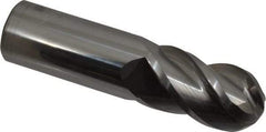 Accupro - 1" Diam, 1-3/4" LOC, 4 Flute Solid Carbide Ball End Mill - Uncoated, Single End, 4" OAL, 1" Shank Diam, Spiral Flute - Americas Industrial Supply