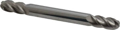 Accupro - 1/4" Diam, 1/2" LOC, 4 Flute Solid Carbide Ball End Mill - Uncoated, Double End, 2-1/2" OAL, 1/4" Shank Diam, Spiral Flute - Americas Industrial Supply