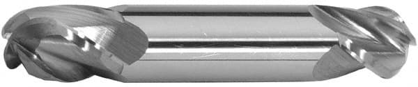 Accupro - 11/32" Diam, 3/4" LOC, 4 Flute Solid Carbide Ball End Mill - TiCN Finish, Double End, 3-1/2" OAL, 3/8" Shank Diam, Spiral Flute - Americas Industrial Supply