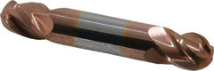 Accupro - 1/2" Diam, 5/8" LOC, 4 Flute Solid Carbide Ball End Mill - TiCN Finish, Double End, 3" OAL, 1/2" Shank Diam, Spiral Flute - Americas Industrial Supply