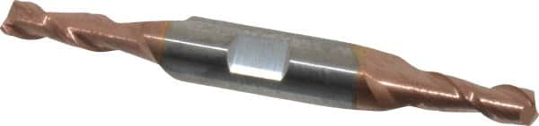 Accupro - 7/32", 9/16" LOC, 3/8" Shank Diam, 3" OAL, 2 Flute, Solid Carbide Square End Mill - Double End, TiCN Finish, Spiral Flute, 40° Helix, Centercutting, Right Hand Cut, Right Hand Flute - Americas Industrial Supply