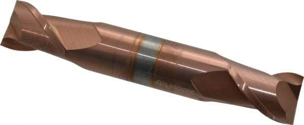 Accupro - 1/2", 5/8" LOC, 1/2" Shank Diam, 3" OAL, 2 Flute, Solid Carbide Square End Mill - Double End, TiCN Finish, Spiral Flute, 40° Helix, Centercutting, Right Hand Cut, Right Hand Flute - Americas Industrial Supply