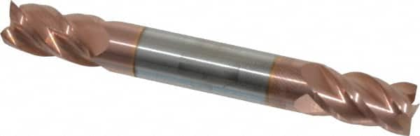 Accupro - 5/16", 1/2" LOC, 5/16" Shank Diam, 2-1/2" OAL, 4 Flute, Solid Carbide Square End Mill - Double End, TiCN Finish, Spiral Flute, 40° Helix, Centercutting, Right Hand Cut, Right Hand Flute - Americas Industrial Supply