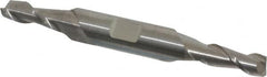 Accupro - 1/4", 5/8" LOC, 3/8" Shank Diam, 3" OAL, 2 Flute, Solid Carbide Square End Mill - Double End, Uncoated, Spiral Flute, 40° Helix, Centercutting, Right Hand Cut, Right Hand Flute - Americas Industrial Supply