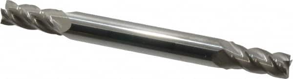 Accupro - 7/32", 7/16" LOC, 1/4" Shank Diam, 2-1/2" OAL, 4 Flute, Solid Carbide Square End Mill - Double End, Uncoated, Spiral Flute, 40° Helix, Centercutting, Right Hand Cut, Right Hand Flute - Americas Industrial Supply