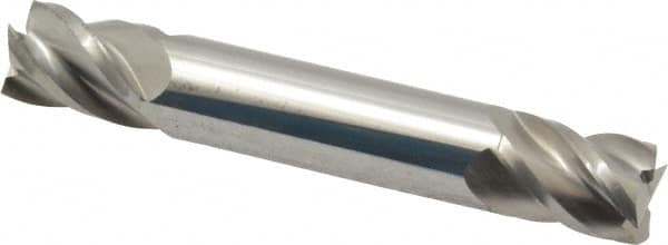 Accupro - 7/16", 9/16" LOC, 7/16" Shank Diam, 2-3/4" OAL, 4 Flute, Solid Carbide Square End Mill - Double End, Uncoated, Spiral Flute, 40° Helix, Centercutting, Right Hand Cut, Right Hand Flute - Americas Industrial Supply